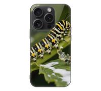 ERSTSNCK Compatible with iPhone 15 Case Monarch Caterpillar Stylish Phone Case for Women Men, Tempered Glass Shockproof Slim Cover for 15 Pro Black