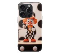 ERSTSNCK Compatible with iPhone 15 Case Orange - Dotted Clown Stylish Phone Case for Women Men, Tempered Glass Shockproof Slim Cover for 15 Pro
