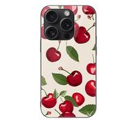 ERSTSNCK Compatible with iPhone 15 Case Red Cherry Pattern Stylish Phone Case for Women Men, Tempered Glass Shockproof Slim Cover for 15 Pro