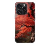ERSTSNCK Compatible with iPhone 15 Case Red Trees Stylish Phone Case for Women Men, Tempered Glass Shockproof Slim Cover for 15 Pro