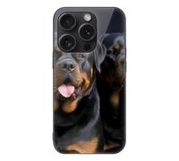 ERSTSNCK Compatible with iPhone 15 Case Rottweiler Wallpaper Stylish Phone Case for Women Men, Tempered Glass Shockproof Slim Cover for 15 Pro Black