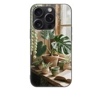 ERSTSNCK Compatible with iPhone 15 Case Sage Green Boho Stylish Phone Case for Women Men, Tempered Glass Shockproof Slim Cover for 15 Pro