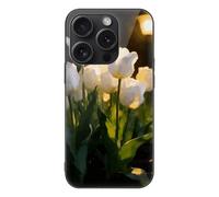 ERSTSNCK Compatible with iPhone 15 Case Snow Under The Lamp Stylish Phone Case for Women Men, Tempered Glass Shockproof Slim Cover for 15 Pro Black