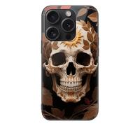 ERSTSNCK Compatible with iPhone 15 Case Sun Skull Decorated Stylish Phone Case for Women Men, Tempered Glass Shockproof Slim Cover for 15 Pro
