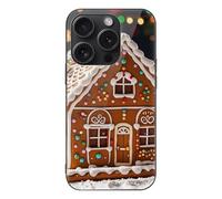 ERSTSNCK Compatible with iPhone 15 Case Sweet Gingerbread House Stylish Phone Case for Women Men, Tempered Glass Shockproof Slim Cover for 15 Pro Black
