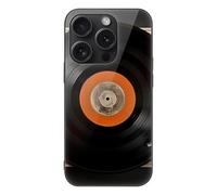 ERSTSNCK Compatible with iPhone 15 Case Vintage Vinyl Record Stylish Phone Case for Women Men, Tempered Glass Shockproof Slim Cover for 15 Pro Black