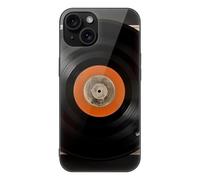 ERSTSNCK Compatible with iPhone 15 Case Vintage Vinyl Record Stylish Phone Case for Women Men, Tempered Glass Shockproof Slim Cover for 15 Pro Black