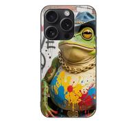 ERSTSNCK Compatible with iPhone 15 Case Western Cowboy Frog Stylish Phone Case for Women Men, Tempered Glass Shockproof Slim Cover for 15 Pro Black