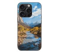 ERSTSNCK Compatible with iPhone 15 Case Zion National Park Stylish Phone Case for Women Men, Tempered Glass Shockproof Slim Cover for 15 Pro Black