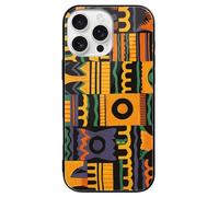 ERSTSNCK Compatible with iPhone 16 Case African Ethnic Pattern Stylish Phone Case for Women Men, Tempered Glass Shockproof Slim Cover for 16 Pro Black