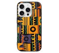 ERSTSNCK Compatible with iPhone 16 Case African Ethnic Pattern Stylish Phone Case for Women Men, Tempered Glass Shockproof Slim Cover for 16 Pro Black