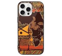ERSTSNCK Compatible with iPhone 16 Case African Map Ethnic Pattern Stylish Phone Case for Women Men, Tempered Glass Shockproof Slim Cover for 16 Pro Black