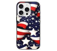 ERSTSNCK Compatible with iPhone 16 Case American Flag Stars Stripes Stylish Phone Case for Women Men, Tempered Glass Shockproof Slim Cover for 16 Pro
