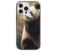 ERSTSNCK Compatible with iPhone 16 Case Animals on Tree Stylish Phone Case for Women Men, Tempered Glass Shockproof Slim Cover for 16 Pro Black