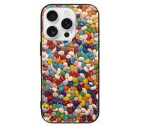 ERSTSNCK Compatible with iPhone 16 Case Assorted Jelly Beans Stylish Phone Case for Women Men, Tempered Glass Shockproof Slim Cover for 16 Pro Black