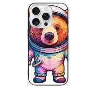 ERSTSNCK Compatible with iPhone 16 Case Astronaut Animal Art Stylish Phone Case for Women Men, Tempered Glass Shockproof Slim Cover for 16 Pro