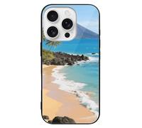 ERSTSNCK Compatible with iPhone 16 Case Beautiful Coastline of Volcanic Island Stylish Phone Case for Women Men, Tempered Glass Shockproof Slim Cover for 16 Pro Black