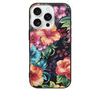 ERSTSNCK Compatible with iPhone 16 Case Beautiful Hibiscus Flower Stylish Phone Case for Women Men, Tempered Glass Shockproof Slim Cover for 16 Pro