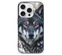 ERSTSNCK Compatible with iPhone 16 Case Big Black Wolf with Red Eyes Stylish Phone Case for Women Men, Tempered Glass Shockproof Slim Cover for 16 Pro