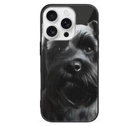 ERSTSNCK Compatible with iPhone 16 Case Black Schnauzer Dog Stylish Phone Case for Women Men, Tempered Glass Shockproof Slim Cover for 16 Pro