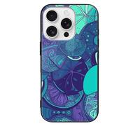 ERSTSNCK Compatible with iPhone 16 Case Blue Teal Lemon Stylish Phone Case for Women Men, Tempered Glass Shockproof Slim Cover for 16 Pro