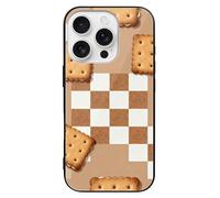 ERSTSNCK Compatible with iPhone 16 Case Brown Chess Cookie Stylish Phone Case for Women Men, Tempered Glass Shockproof Slim Cover for 16 Pro