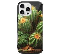 ERSTSNCK Compatible with iPhone 16 Case Cacti and Succulents Stylish Phone Case for Women Men, Tempered Glass Shockproof Slim Cover for 16 Pro Black