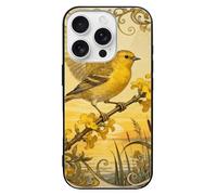 ERSTSNCK Compatible with iPhone 16 Case Canary Jasmine Branch Stylish Phone Case for Women Men, Tempered Glass Shockproof Slim Cover for 16 Pro Black