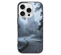 ERSTSNCK Compatible with iPhone 16 Case Castle Pathway Woods Stylish Phone Case for Women Men, Tempered Glass Shockproof Slim Cover for 16 Pro Black