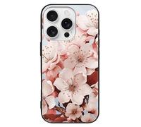 ERSTSNCK Compatible with iPhone 16 Case Cherry Blossoms Stylish Phone Case for Women Men, Tempered Glass Shockproof Slim Cover for 16 Pro