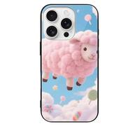 ERSTSNCK Compatible with iPhone 16 Case Cloud - Candy Sheep Stylish Phone Case for Women Men, Tempered Glass Shockproof Slim Cover for 16 Pro Black