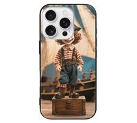 ERSTSNCK Compatible with iPhone 16 Case Clown on The Treasure Chest Stylish Phone Case for Women Men, Tempered Glass Shockproof Slim Cover for 16 Pro Black