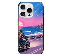 ERSTSNCK Compatible with iPhone 16 Case Coastal Road Cycling Stylish Phone Case for Women Men, Tempered Glass Shockproof Slim Cover for 16 Pro Black