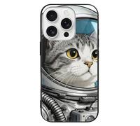 ERSTSNCK Compatible with iPhone 16 Case Colored Astronaut Cat Stylish Phone Case for Women Men, Tempered Glass Shockproof Slim Cover for 16 Pro
