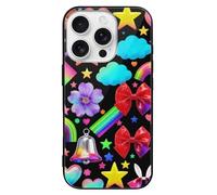 ERSTSNCK Compatible with iPhone 16 Case Colorful Element Pattern Stylish Phone Case for Women Men, Tempered Glass Shockproof Slim Cover for 16 Pro