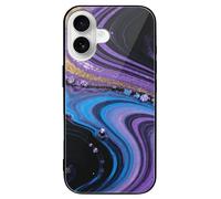ERSTSNCK Compatible with iPhone 16 Case Colorful Fluid Art Stylish Phone Case for Women Men, Tempered Glass Shockproof Slim Cover for 16 Pro