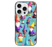ERSTSNCK Compatible with iPhone 16 Case Colorful Gnomes Stylish Phone Case for Women Men, Tempered Glass Shockproof Slim Cover for 16 Pro