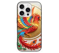 ERSTSNCK Compatible with iPhone 16 Case Colorful Phoenix Art Stylish Phone Case for Women Men, Tempered Glass Shockproof Slim Cover for 16 Pro