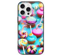 ERSTSNCK Compatible with iPhone 16 Case Colorful Sweet Lollipop Cupcake Donut Stylish Phone Case for Women Men, Tempered Glass Shockproof Slim Cover for 16 Pro