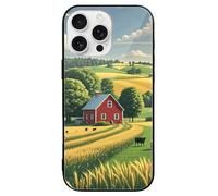 ERSTSNCK Compatible with iPhone 16 Case Country Farm Stylish Phone Case for Women Men, Tempered Glass Shockproof Slim Cover for 16 Pro Black