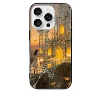 ERSTSNCK Compatible with iPhone 16 Case Crystal Sky Castle Stylish Phone Case for Women Men, Tempered Glass Shockproof Slim Cover for 16 Pro