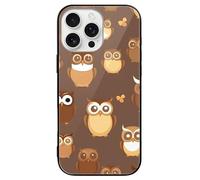 ERSTSNCK Compatible with iPhone 16 Case Cute Brown Cartoon Owl Stylish Phone Case for Women Men, Tempered Glass Shockproof Slim Cover for 16 Pro