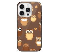 ERSTSNCK Compatible with iPhone 16 Case Cute Brown Cartoon Owl Stylish Phone Case for Women Men, Tempered Glass Shockproof Slim Cover for 16 Pro
