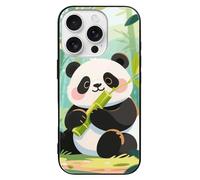 ERSTSNCK Compatible with iPhone 16 Case Cute Panda Stylish Phone Case for Women Men, Tempered Glass Shockproof Slim Cover for 16 Pro