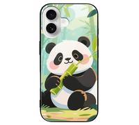 ERSTSNCK Compatible with iPhone 16 Case Cute Panda Stylish Phone Case for Women Men, Tempered Glass Shockproof Slim Cover for 16 Pro
