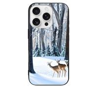 ERSTSNCK Compatible with iPhone 16 Case Deers Picture Stylish Phone Case for Women Men, Tempered Glass Shockproof Slim Cover for 16 Pro Black