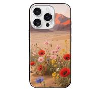 ERSTSNCK Compatible with iPhone 16 Case Desert Daisies Stylish Phone Case for Women Men, Tempered Glass Shockproof Slim Cover for 16 Pro Black
