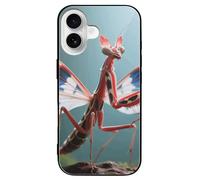 ERSTSNCK Compatible with iPhone 16 Case Devil's Flower Mantis Stylish Phone Case for Women Men, Tempered Glass Shockproof Slim Cover for 16 Pro