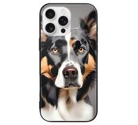 ERSTSNCK Compatible with iPhone 16 Case Dog Breed Stylish Phone Case for Women Men, Tempered Glass Shockproof Slim Cover for 16 Pro Black
