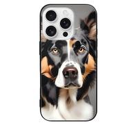ERSTSNCK Compatible with iPhone 16 Case Dog Breed Stylish Phone Case for Women Men, Tempered Glass Shockproof Slim Cover for 16 Pro Black